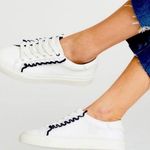 Tory Burch  Sport Ruffle Sneaker White Navy Casual Athleisure Low-Top Leather 8 Photo 0