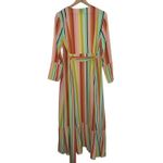 We Are LEONE Contrast Maxi Cardigan Striped Tie Dress Womens Large Medium Silk Pink Photo 3