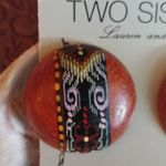 Two Sisters Vintage  Wood Post Earrings Photo 1