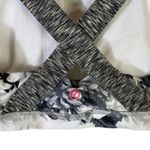 American Eagle Floral Sports Bra Womens L Gray Stretch Athletic Activewear White Size L Photo 2