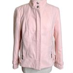 Chico's Jacket Womens 1 Medium Blush Pink Fleece Moto Zip Up Mock Neck Photo 0