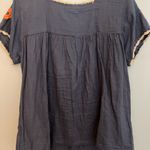 THML  Boutique blue  flutter blouse with embroidered flowers, size M‎ Photo 2