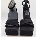 Good American Platform Block Heel Black Suede Ankle Strap Chunky Sandal 10.5 NEW Photo 8