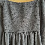 Navy Blue Swiss Dot Midi Dress Tie Back Square Neck Long Sleeve Ruffle Hem 0 Photo 6