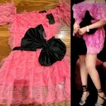 Michella vintage 1990s Barbiecore off the shoulder tulle pink/black bow dress M Pink Size M Photo 1