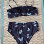 Romwe  Navy Butterfly Bandeau High Waist Bikini Size Medium Photo 2