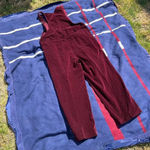 Vintage Real Comfort full length burgundy velour overalls Women’s size 14 Red Photo 3