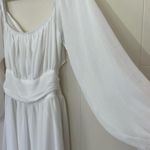 FOROLAV White Square Neck Dress Long Sleeve Tie Open Back Lined ~ EUC Size L Size L Photo 2