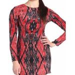 Parker  Womens Silk Yolanda Abstract Iguana Print Mini Dress Red Black Size Small Photo 0