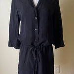 James Perse James‎ Perse Black Button Front Shirt Dress with Drawstring Waist Size 1 (Small) Photo 0