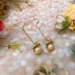 Gold Clamshell With Pearls Dangle Drop Statement Earrings Photo 0