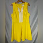 Jessica J Howard Yellow V Neck Dress Crochet Front Stretch Sleeveless A Line 16 Gold Photo 4