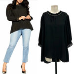 City Chic Kiss Me Quick Shirt Blouse in Black Plus Size 20 Photo 1