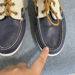Sperry Women's Topsiders Women's 8M Blue Leather/Linen Canvas Close Toe Shoes Photo 4
