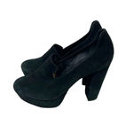 Diane Von Furstenberg  Felicity Black Suede Loafer‎ Heels Size 7.5 Photo 4