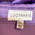 Lucy Paris Purple Satin Twist Front Collared Long Sleeve Shirt Dress Size L Photo 6