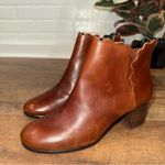 Lands' End Lands’ End Scalloped Edge Brown Leather Ankle Boots Photo 3