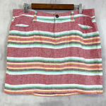 Old Navy  Striped Linen Blend Skirt‎ Womens Size 12 Red Multicolor Coastal Resort Photo 0