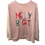 Merry & Bright Christmas Pink Velour Sweatshirt Size M Photo 2
