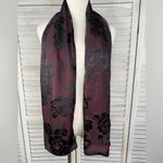 BETMAR Women's Satin Burn Out Rose Pattern Scarf Burgundy/Black Photo 1