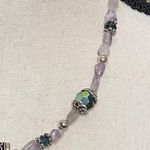 Blue & Lavender Crystal Sterling Drum Necklace Purple Photo 2