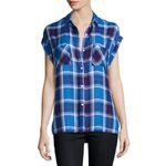 Rails Britt Plaid Cap-Sleeve Shirt in Santorini Royal Photo 12