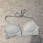 PINK - Victoria's Secret Victoria's Secret PINK SWIM Size XS Light Blue Halter Deep V Bikini Top Photo 0