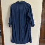 J.Jill Denim Tencel Shirt Dress Dark Wash Convertible Tab Sleeves Pockets Small Blue Photo 4