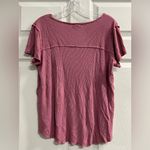 Eyeshadow  Dusty Rose Ribbed V-Neck Short Sleeve Top - Size Large - VGUC Photo 1