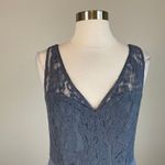 Adrianna Papell Lace and Crepe Sleeveless A-Line Evening Gown Blue Size 10 Dress Photo 5