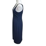 Dress the Population  Lyla Navy Midi Dress V-Neck Spaghetti Straps Size Medium Photo 4