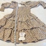NWT Byinns szL flowery tiered skirt puffy sleeve gathered bodice open back dress Brown Size L Photo 9
