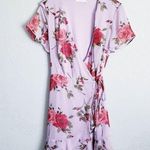 Anthropologie All In Favor Isabella Purple Floral Wrap Mini Dress Photo 0