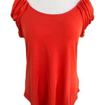 Lucky Brand Deep Rust Orange Loose Fit Ruched Cap Sleeve Rayon Top XS NWT Photo 0
