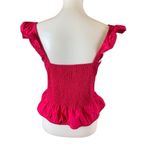 Roller Rabbit  Red Smocked Ruffle Tank Top L Cottagecore Feminine Summer Peplum Photo 1