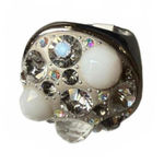 Touchstone New Silver Tone Ring with White and Clear Rhinestones, size 8 Photo 0