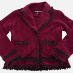 Karl Lagerfeld  Blazer Womens Small Red Fringe Detail Jacket‎ Wool Blend Photo 0