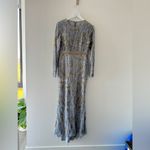 Mac Duggal Gray Beaded Long Sleeve Evening Gown in Platinum Gold 8 Photo 3