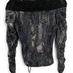 Carolina Women’s Blue/Gray Lace Off The Should Blouse Size L Y2K Deadstock VTG Blue Size L Photo 2