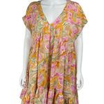 Entro Floral V-Neck Short Sleeve Babydoll Mini High Low Dress Size Large Photo 0