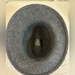 Vintage Italian Wool Fedora Hat Size 56 Gray Felt Wide Brim Leather Band Italy Photo 3
