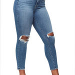 Good American Good Legs Crops In Blue261 Ripped Knees Size 12/31 Photo 0