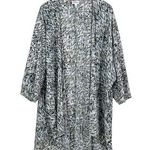 LuLaRoe NWOT Lindsay Kimono Green Black Blue and White Print Size Large Photo 0