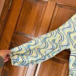 Skemo Blue Yellow Long Dress Beaded V Neck Ruffle Hem Size Small Maxi Tiered Photo 2