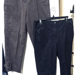 Talbots Lot of 2  Perfect Skimmer Black & Brown Capri Pants Size 8 cropped cotton Photo 0