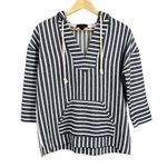 J.Crew Pullover Hoodie Blue Baha Striped VNeck Oversize Kangaroo Pocket XXS Photo 0