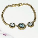 Givenchy Authentic Gold and Blue Crystal Chain Bracelet Photo 1