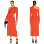 Cult Gaia Zora Knit Cutout Midi Dress Women Medium Chili Orange Asymmetrical NWT Photo 1
