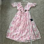 Lulus NWT Lulu’s Ideal Poise Blush Floral Chiffon Backless Tie-Front Midi Dress Photo 10