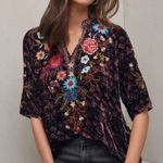 Johnny Was Ulla Velvet heavily Embroidered Top/Pant set (extremely oversized) Photo 4